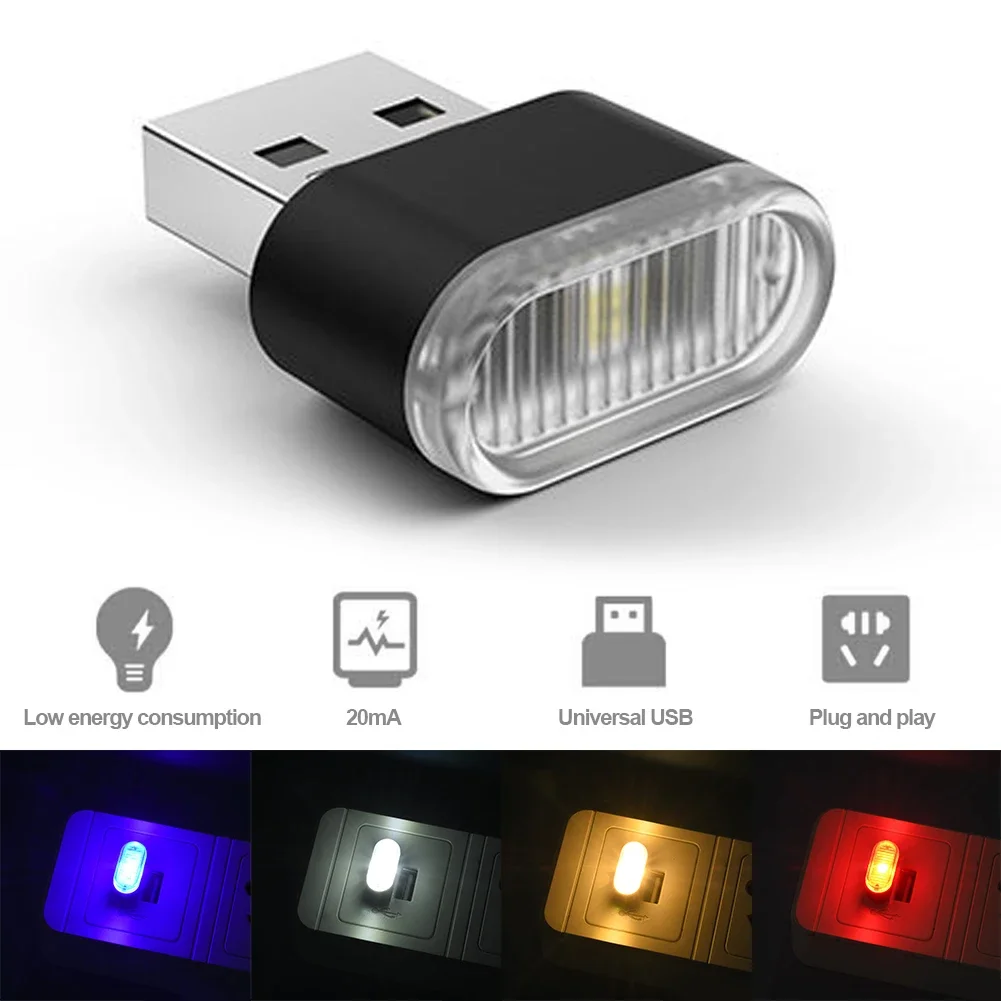 Usb ledet-billys auto interiør atmosfære lys dekorativ lampe nødbelysning pc auto fargerikt lys biltilbehør