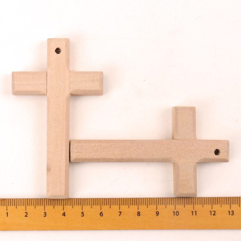 Home Decoratie Handgemaakte Accessoire Scrapbooking Craft DIY Natuurlijke Houten Christian Cross Patroon Versiering 80x50mm 1pcs: natural