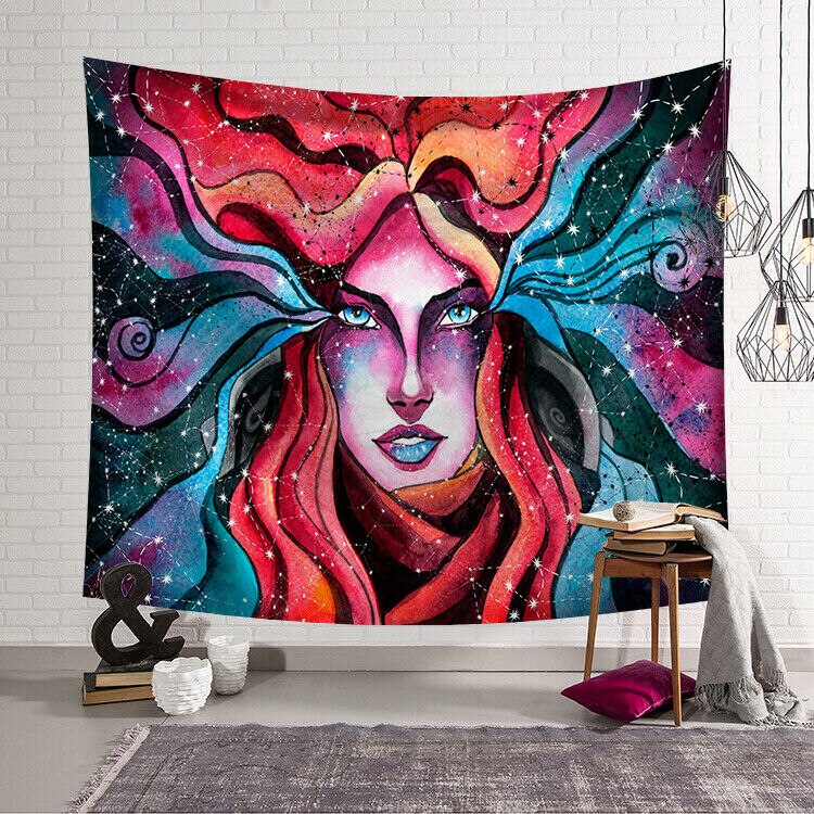 Tapiz de cráneo de Mandala para colgar en la pared, tapices de cambio de fase de Luna, decoración de dormitorio
