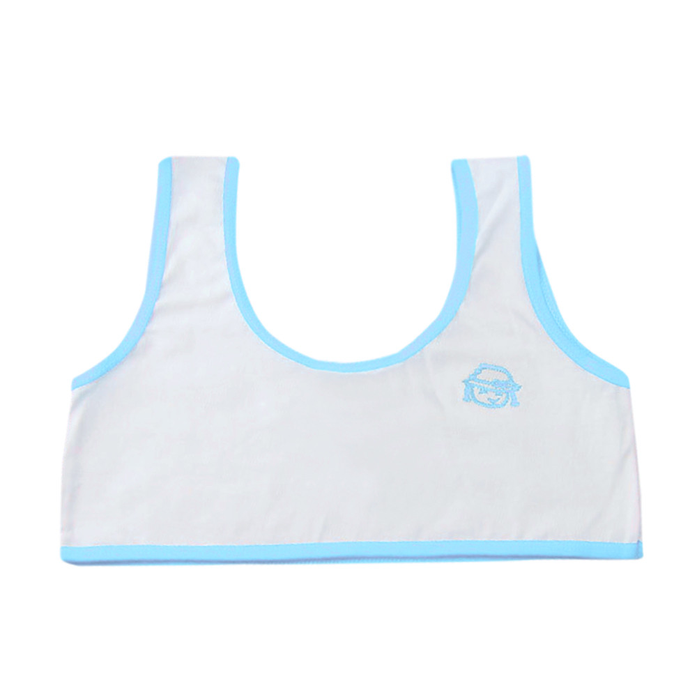 Lovely Baby Girls Tanks Printing Underwear Bra Vest Cotton Children Underclothes Sport Undies Camisoles 1220: Blue