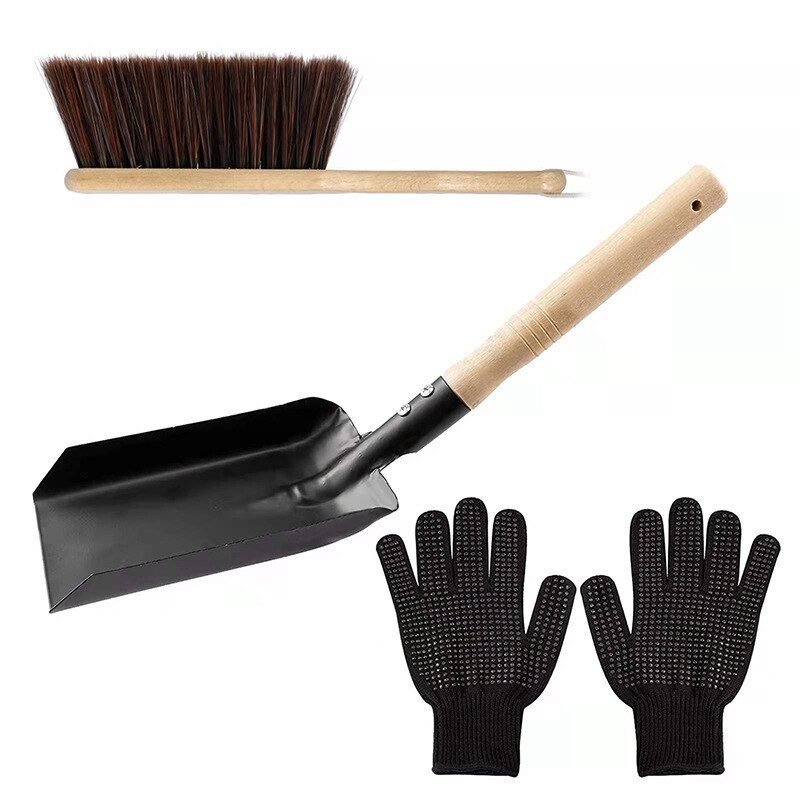 Fireplace Ash Shovel and Brush Set, Shovel and Hearth Brush, Fireplace Shovel and Brush Hearth Tidy Accessories Set: Default Title