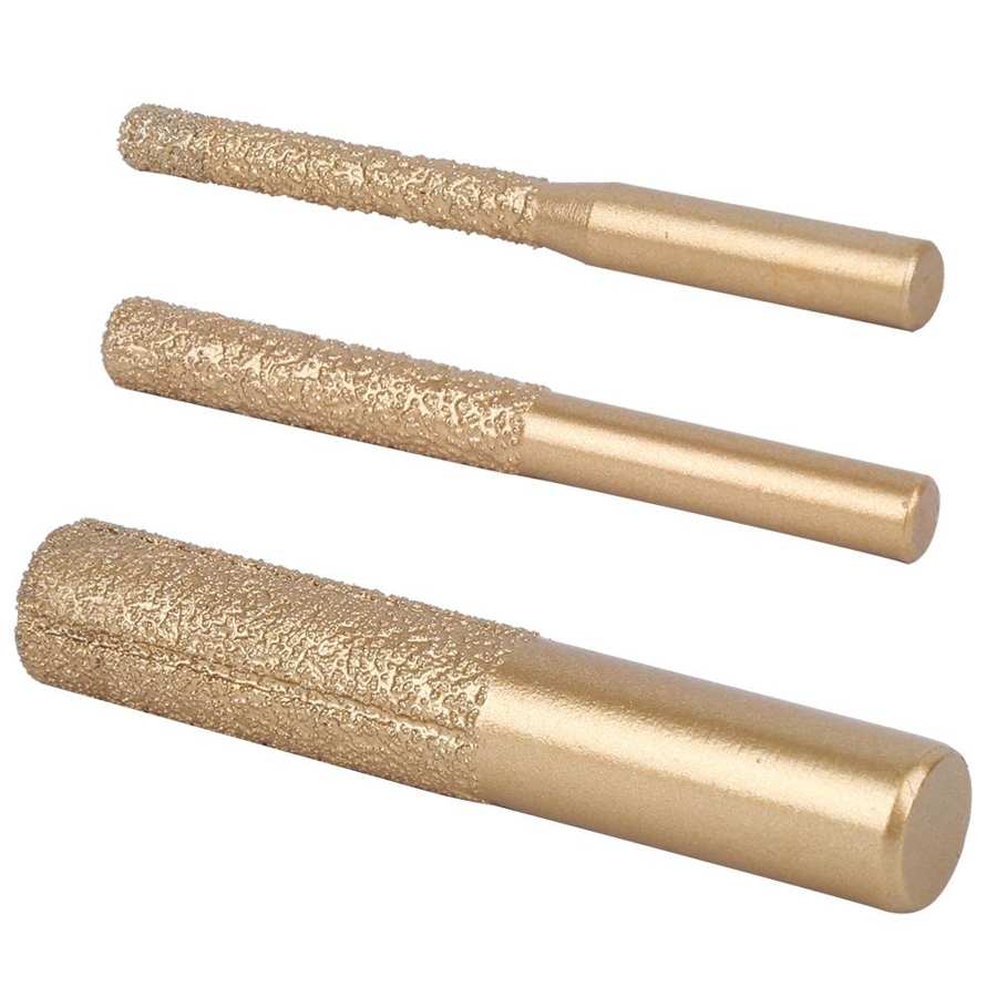 3 Size Diamond Router Bits Golden Brazed Straight Shank Marble Stone Granite Diamond Router Bits Engraving Machine Carving Tool