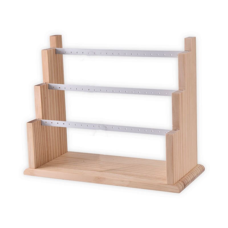 Sieraden display tray hanger oorbellen ringen display blokken massief houten sieraden display houder: Witte drielaags