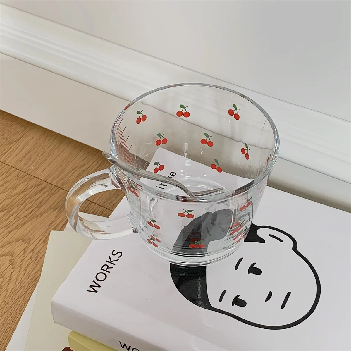 Bedrukt transparant glas voor koffie, thee, dessert, ontbijt, melk, mokken, drinkgerei