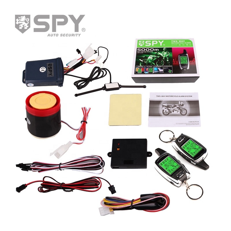 Système d'alarme pour moto SPY, 2 voies, avec démarrage de moteur à distance, capteur à micro-ondes, écran LCD coloré, SPY