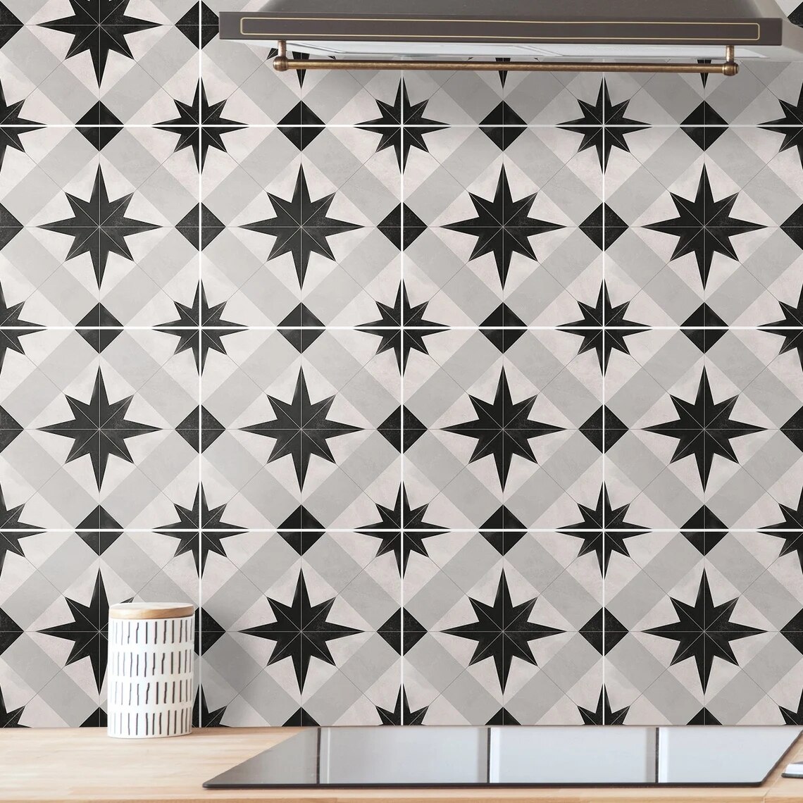 Black Tile Stickers Wall Stairs peel and stick floor tile Removable Kitchen Bathroom Decal Kitchen Backsplash 10pcs