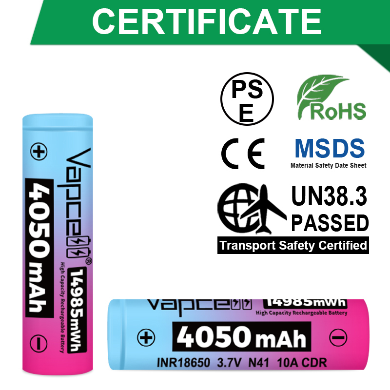 Original Vapcell N41 INR 18650 Battery 4050mah 10A 3.7V Highest Capacity Rechargeable Li-ion Battery for Flashlight Toys