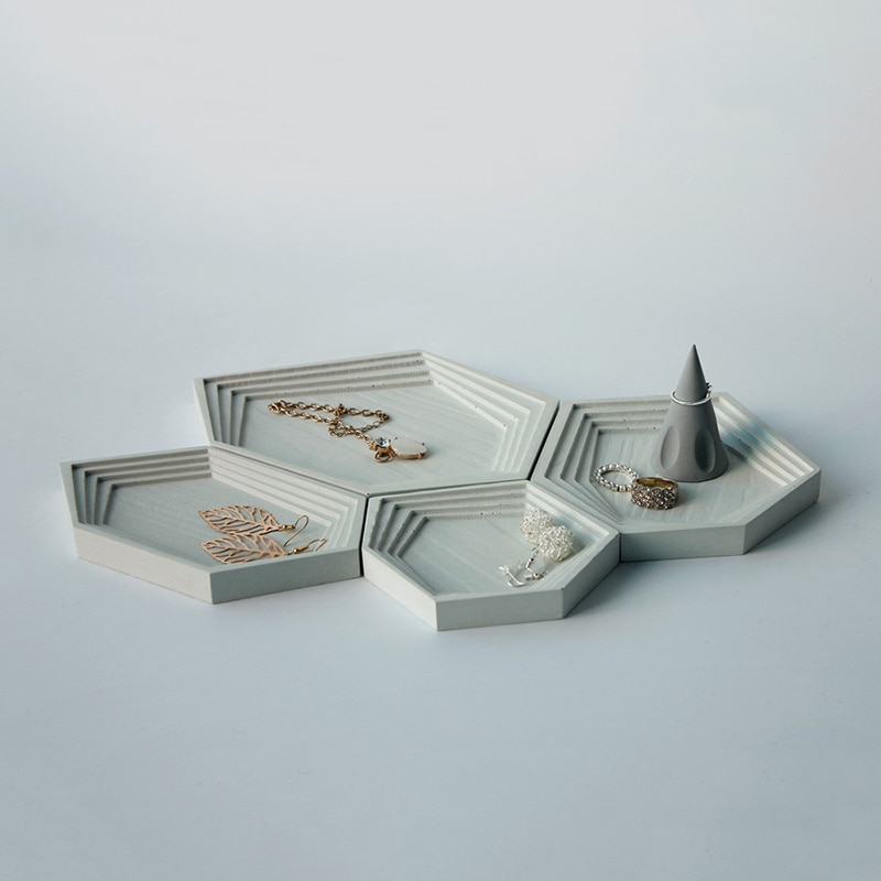Bandeja de cemento con formas geométricas irregulares, moldes de silicona para almacenamiento de joyas y cemento, molde de bandeja de yeso para decoración del hogar