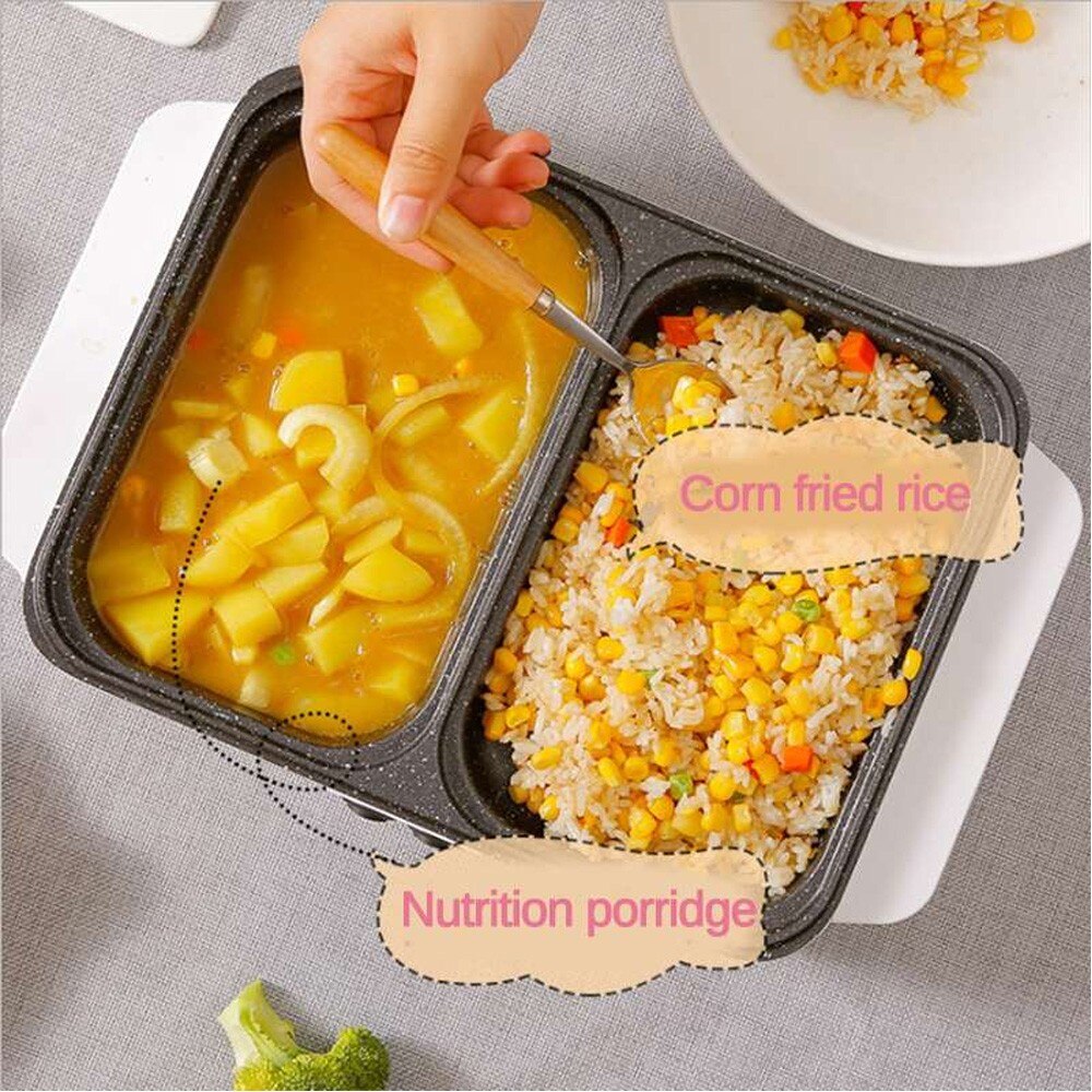 220V 1200W 2 in 1 Mini Electric Cooking Pot Machine Multifunction Hotpot Noodles Eggs Soup Barbecue Non-Stick BBQ Heating Pan