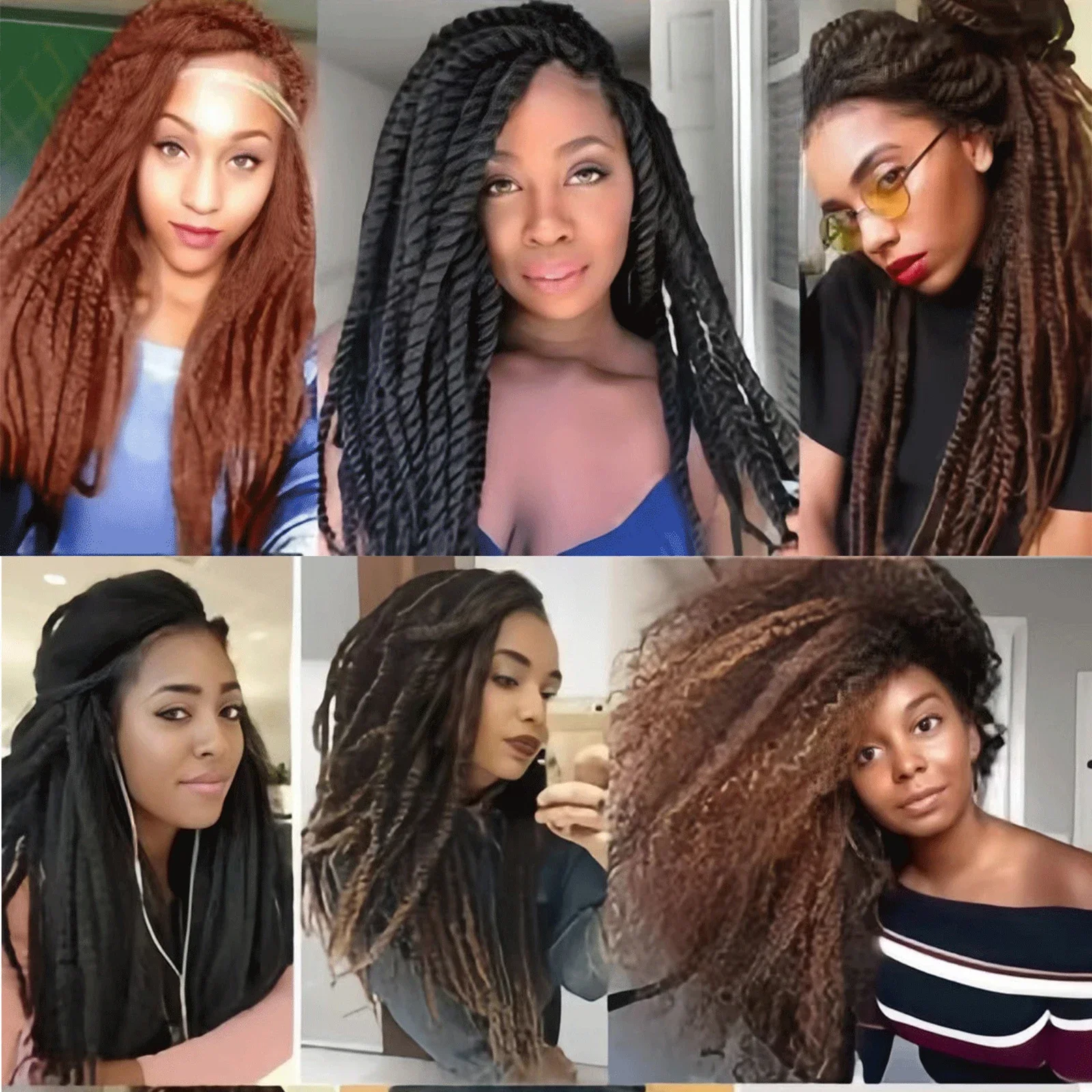 Pelo de ganchillo Marley Twist, pelo trenzado corto y rizado, trenzas bohemias, extensiones de cabello de ganchillo sintético, peinado Afro negro