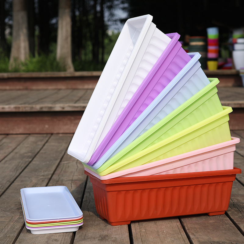 50x21x14cm plastikowe balkon warzywa koryta sadzarki gospodarstwa domowego sadzenia pudełka prostokątne doniczki z tacą doniczka