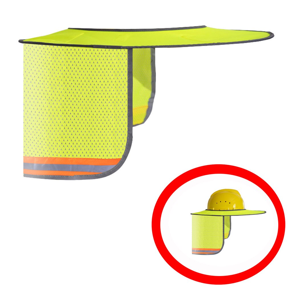Capacete de segurança Chapéu Pescoço Amarelo Escudo Capacete Sol Sombra Reflective sombrinha chapéu Tarja chapéu Duro respirável elástica # R10