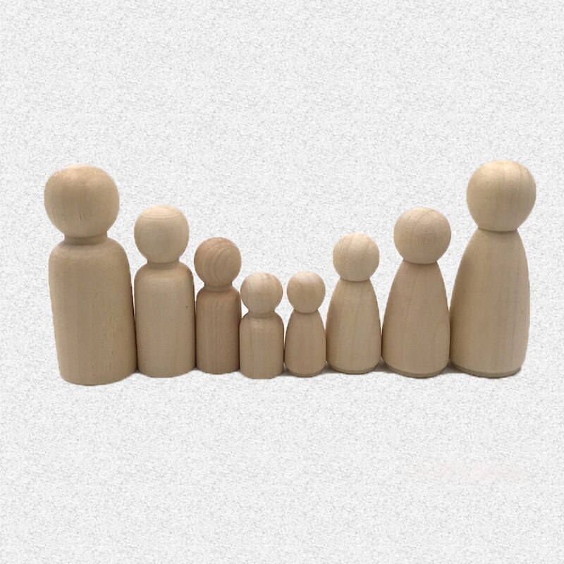 Houten Diy Vroeg Leren Speelgoed Zintuiglijke Onderwijs Mini Peg Pop Voor Schilderen H055