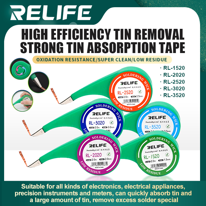 RELIFE Anti Desoldering Wick Wire Mesh Accurate Control Sucker Braid Desoldering Repair Tool For Soldering Solder Remover