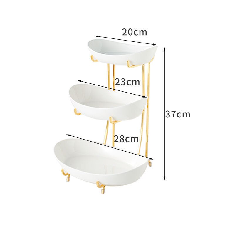 Nordic Ceramic Fruit Plate Living Room Multi-layer Fruit Dish Snack Basket Household Dry Fruit Bowl Fruit Bowl Luxury: 3 layer White