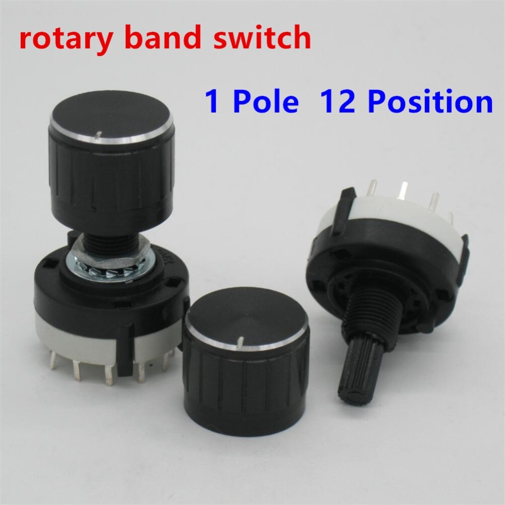 2 stks RS26 1 Pole Positie 12 Selecteerbare Band Rotary Kanaal Keuzeschakelaar Single Deck Draaischakelaar Band Selector + 2 stks knop