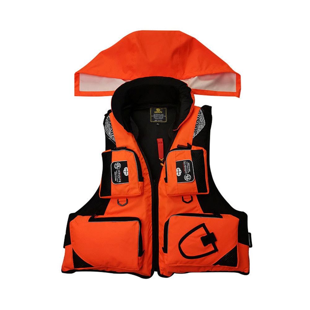 Multi-purpose Sea Fishing Polyester Adult Water Safety Life Jacket Survival Vest Swim Boating Drifting: Orange / XL for 65-80KG