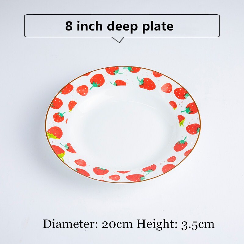Vaisselle en porcelaine, mignonne bol en céramique, grande cuillère en porcelaine, tasse de café, articles de table mignons motif de fraise rose: H