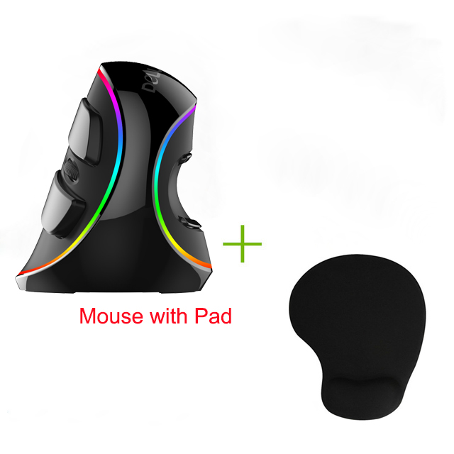 Delux – souris verticale ergonomique M618 Plus, 4000 DPI, filaire, LED, avec tapis de souris, pour ordinateur portable et de bureau: mouse with pad