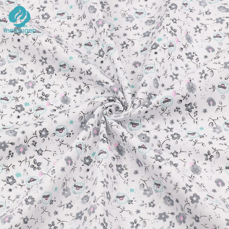 Telas blancas de algodón con flores grises para vestidos, costura de ropa de cama de cuna de bebé, tela de DIY para muñecas, Material de costura