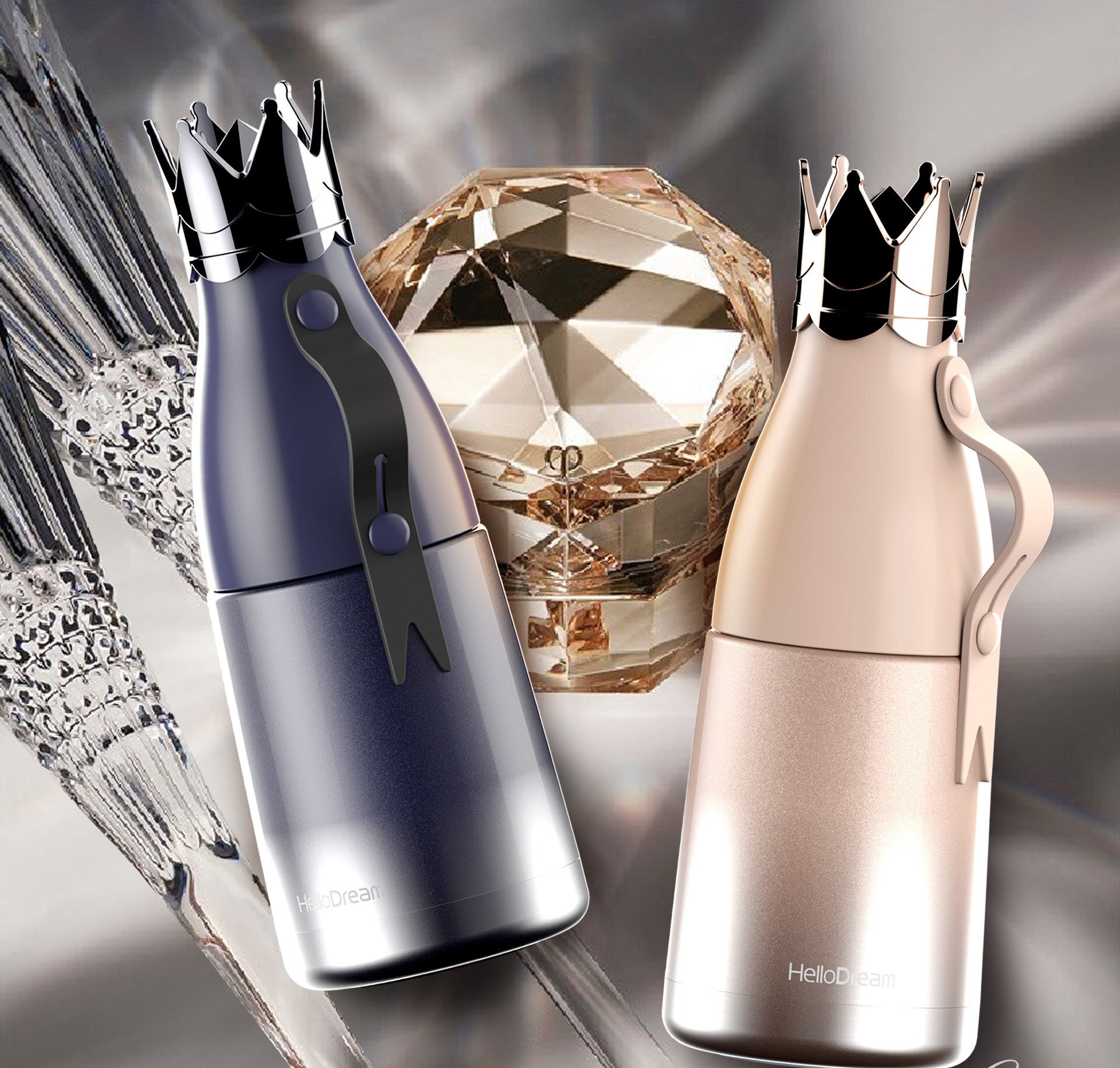 Mylb garrafa de água com coroa, caneca para uso externo, copo de viagem, copo a vácuo, copo térmico portátil para escola infantil 240/350ml