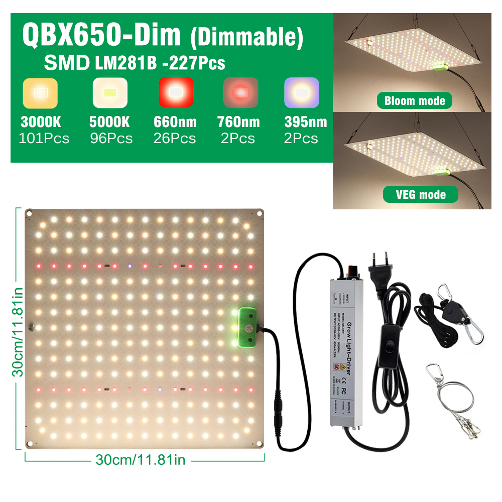 Luz LED de cultivo de espectro completo LM281B con espectro ajustable para iluminar plantas en diferentes etapas de hidroponía de invernadero: Azul / US