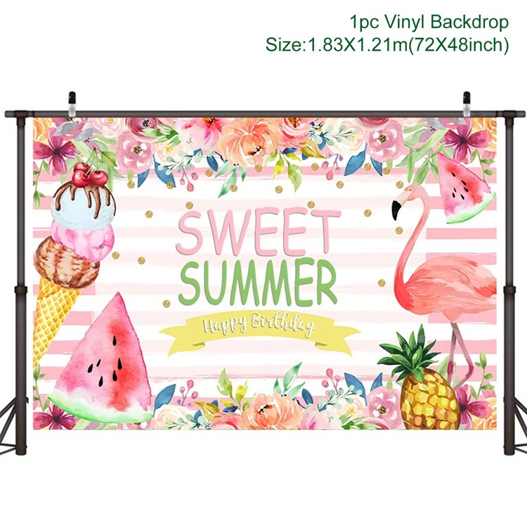 Aloha Birthday Party Backdrop Hawaii Tropical Flamingo Party Decor Summer Birthday Party Decor Kids Luau Aloha Party Supplies: Backdrop 4