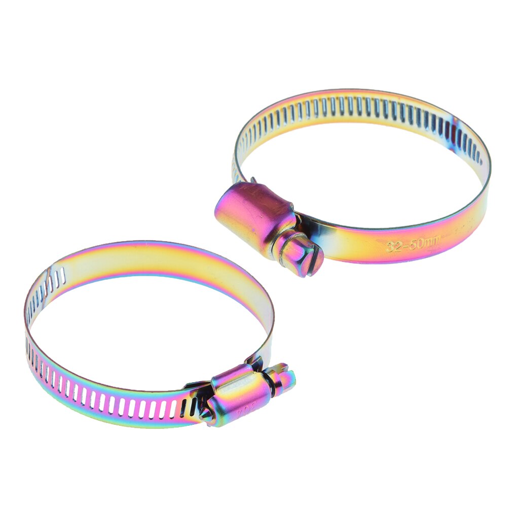 2 Pack Fuel Hose Clamp Stainless Steel, Adjustable 32-50mm&40-63mm Size Range Worm Gear Pipe Clip for Plumbing, Automotive