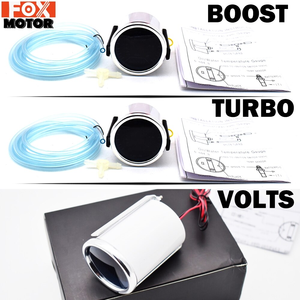 Medidor de pressão turbo universal, medidor de pressão turbo, voltímetro-1 a 2 barras 12v mostradores mecânicos digitais de vácuo, turbina led