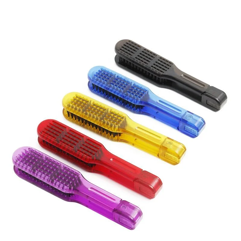 Pro Ceramic Straightening Comb Double Sided Hair Brush Clamp Hairdressing Natural Fibres Bristle Hair Comb Hairstylig Tool