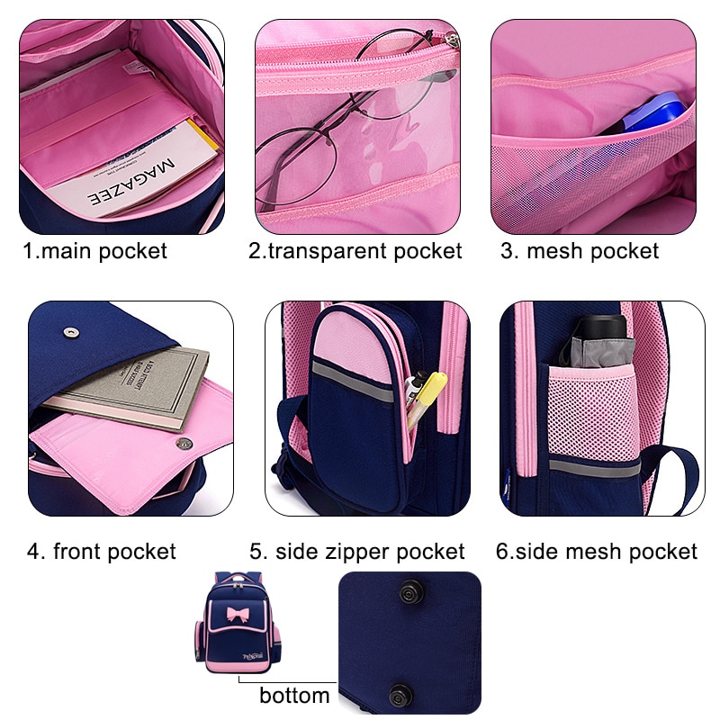 Rosa Bogen Mädchen Rucksack Orthopädische Zurück Grundschule Taschen Für freundlicher SchöNe Kind Bookbags