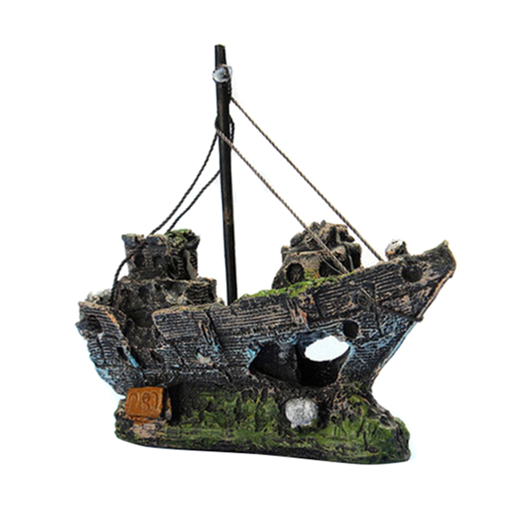 Aquarium hars boot ornament klein aangelegd aquarium piratenvis aquarium boot kunstmatig ornament hars wrak piratenschip