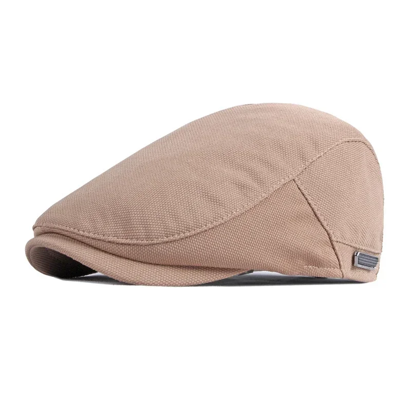 Boné elegante de algodão para homens e mulheres, chapéus britânicos de jornaleiro, bonés de duckbill ajustáveis, chapéu liso, outono: Cáqui