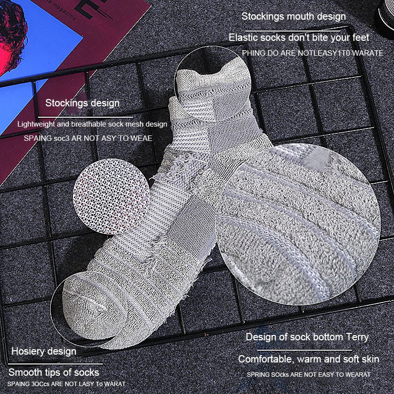 Athletic Socks - Anti-Slip - Moisture-Wicking - Breathable - Thick - for Running, Basketball, Football, Cycling