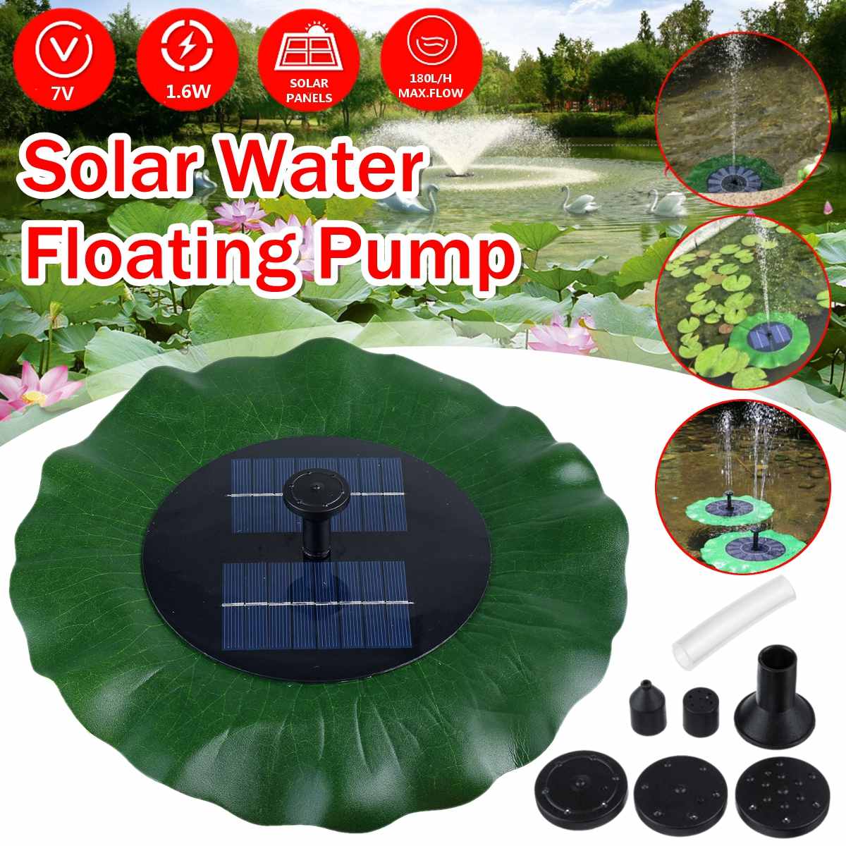 Mini Solar Powered Fountain Garden Pool Pond Solar Panel Floating Fountain Garden Decoration Water Fountain