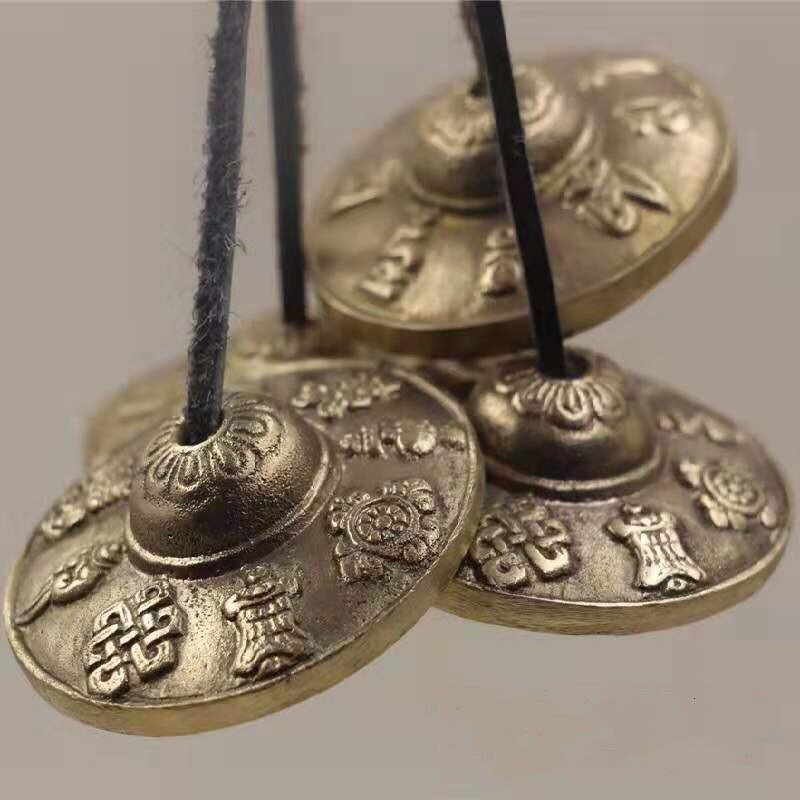 6.5cm Tibetan Bell Meditation Handcrafted Cymbal Bell Copper Crisp Sound Lucky Symbols Buddhist Temple