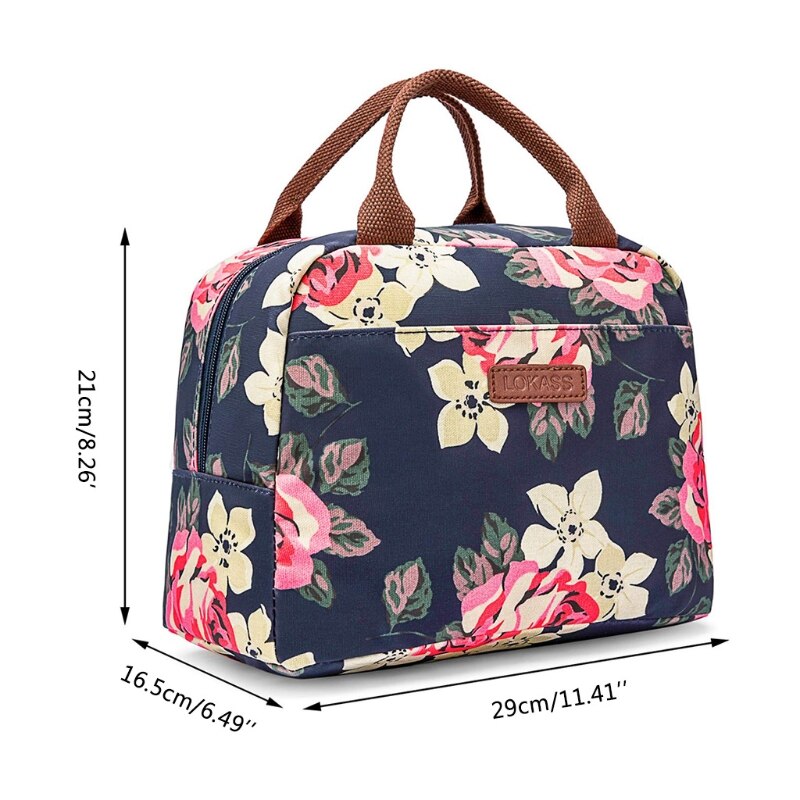 D0LF Lunch Tas Koeltas Vrouwen Tote Bloemen Printing Geïsoleerde Lunchbox Waterbestendig Thermische Lunch Tas Zachte Voering lunch Zakken