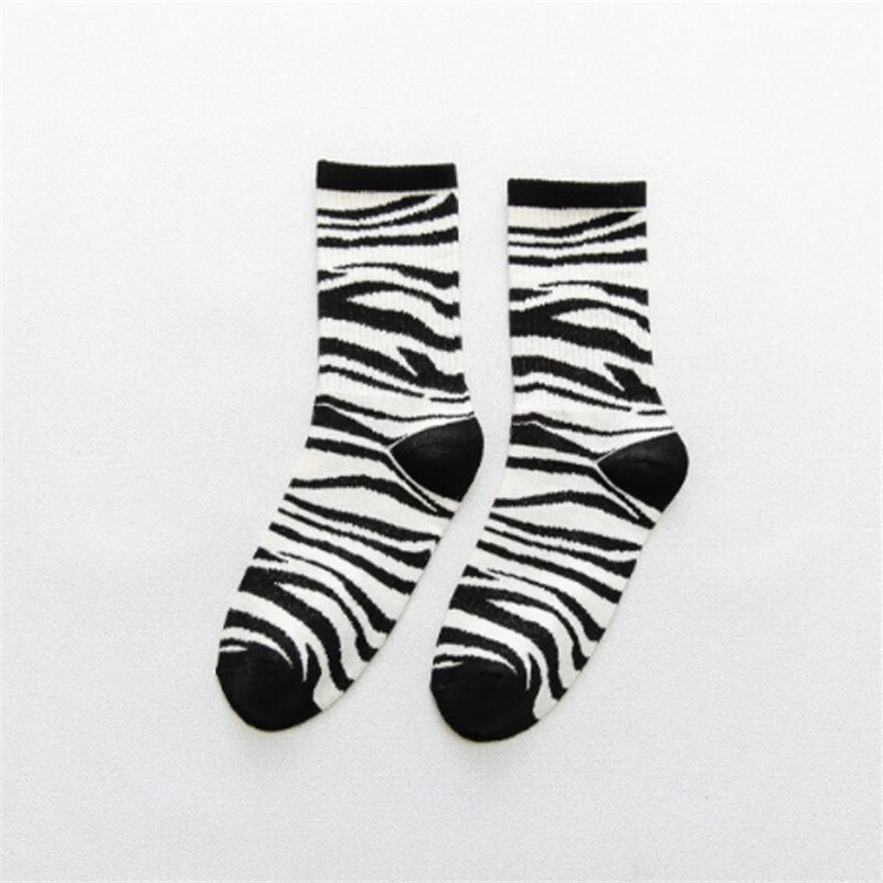 1 Paar Leuke Sokken Vrouwen Zuivel Zebra Patroon Zachte Ademend Katoen Sokken Enkelhoge Casual Comfy Sokken Mode: Color1