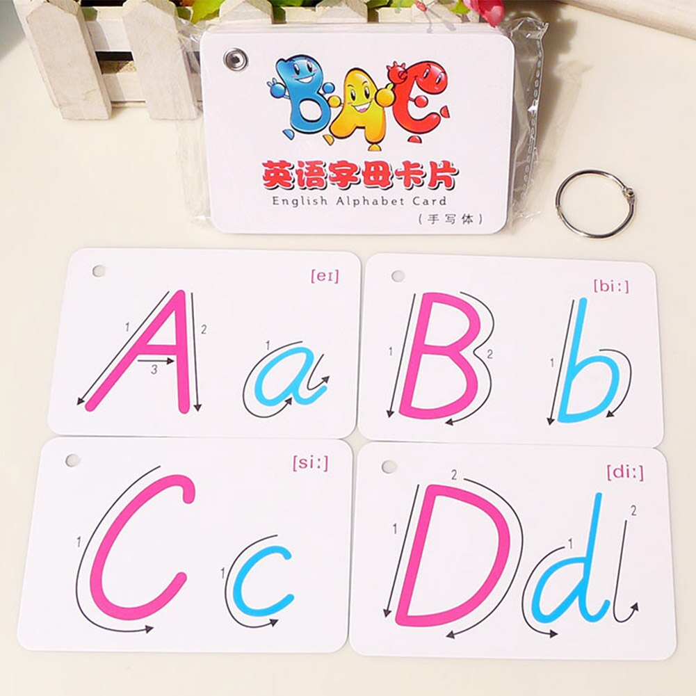 26 Letters Home Kindergarten For Kids Cognitive With Buckle Uppercase Lowercase Early Education English Flash Card Alphabet