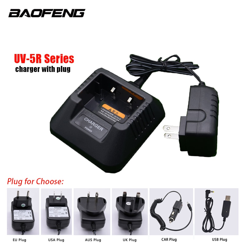 Baofeng caricatore di UV-5R originale con spina ue/regno unito/USA/AUS/USB/auto per Walkie Talkie UV5R UV5RE UV5RA Radio bidirezionale accessori