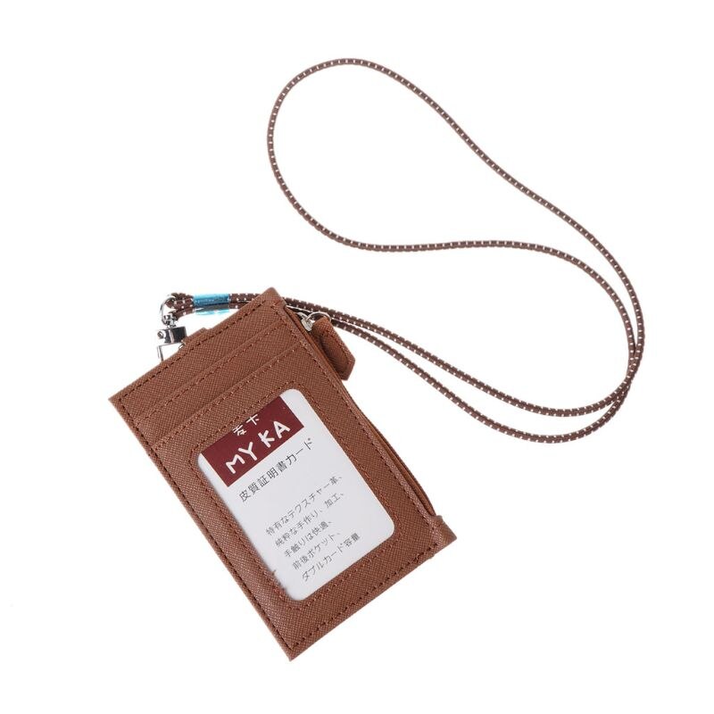 Vrouwen Visitekaarthouder Portemonnee Mannen Pu Lederen Id Kaarten Houders Case Neck Strap Lanyard Dames Mode Mini Slanke Portefeuilles: CF