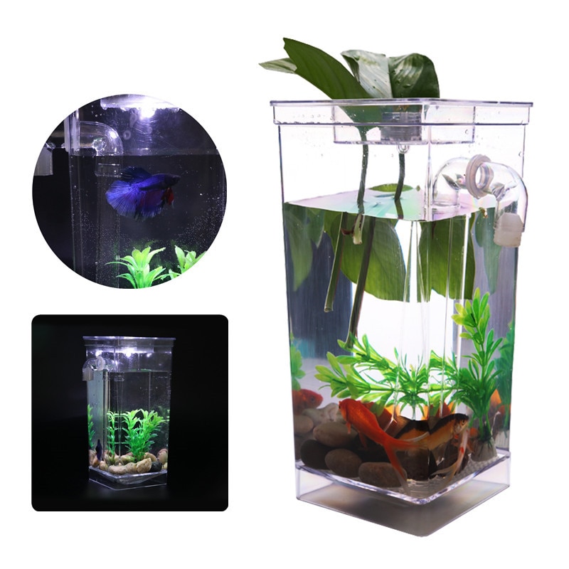 Creatieve Zelfreinigende Aquarium Fish Kom Met Led Licht Decoratieve Mini Ecologische Betta Aquarium Incubator Kom Kid