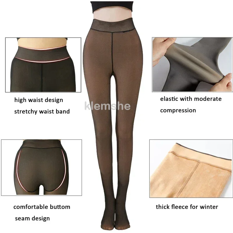 Medias de lana para mujer, pantimedias cálidas de invierno, medias translúcidas sexis, bragas de elasticidad térmica, mallas de para mujer 2023