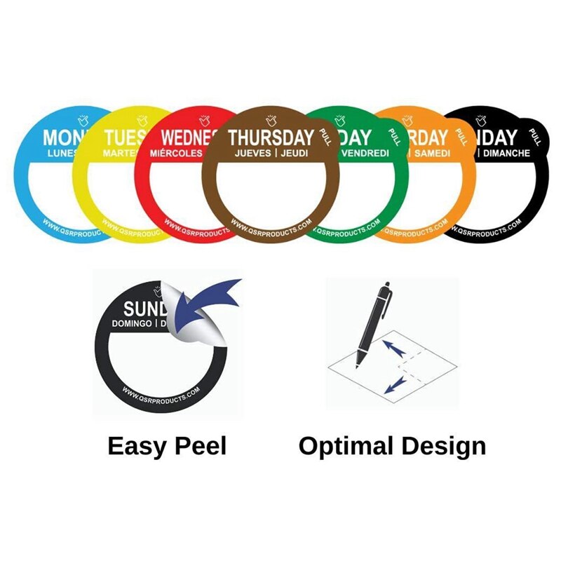 Monday-Sunday Striking Writing Labels Easy-To-Peel Daypoint and Warehouse Management Stickers Peel-Off Labels
