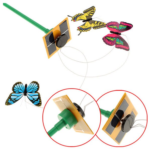 Solar Powered 3pcs Dancing Flying Butterfly with Stick For Garden Yard Plant Decor