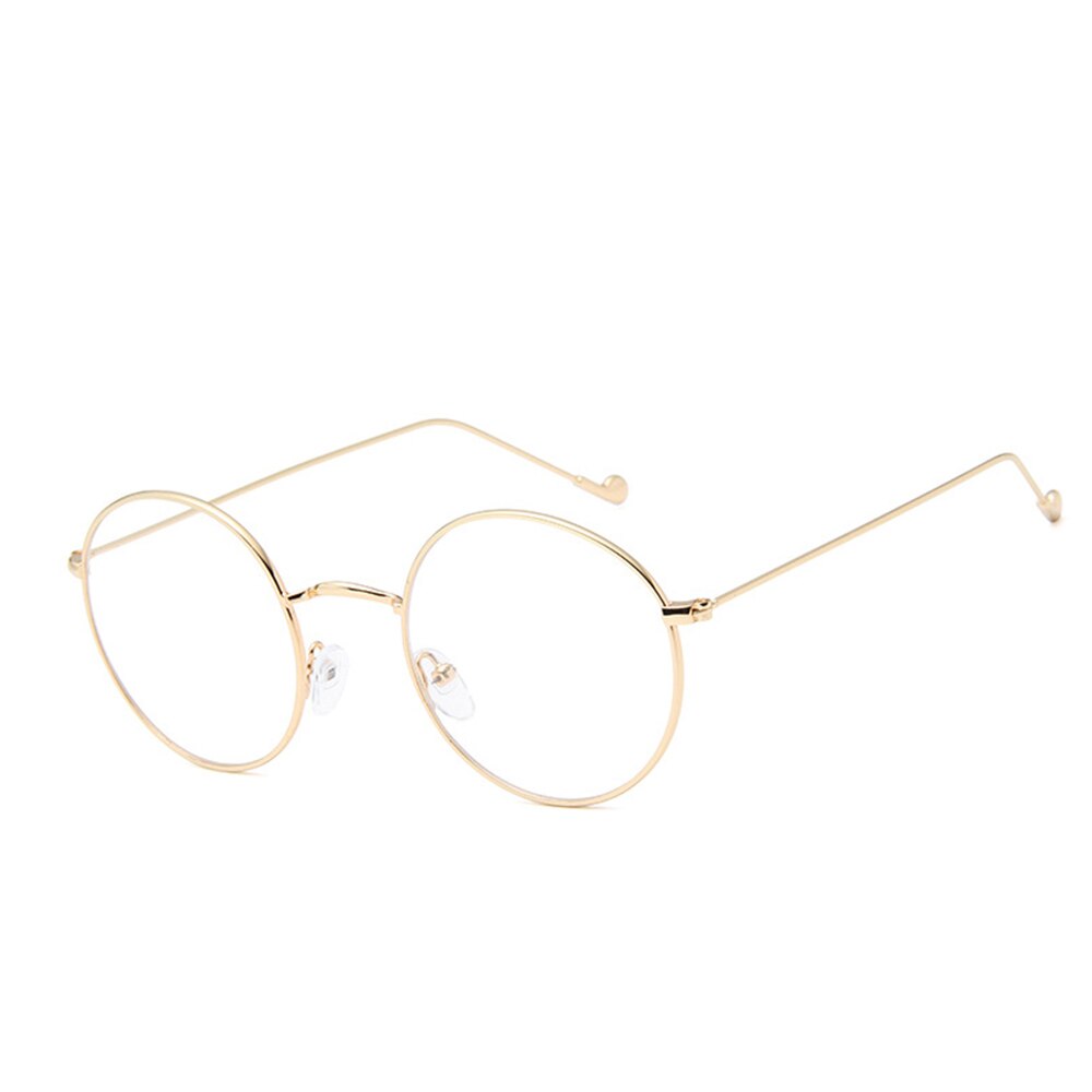 Metal Ladies Glasses Frame Round Transparent Lens Classic Retro Men Prescription Optical Glasses