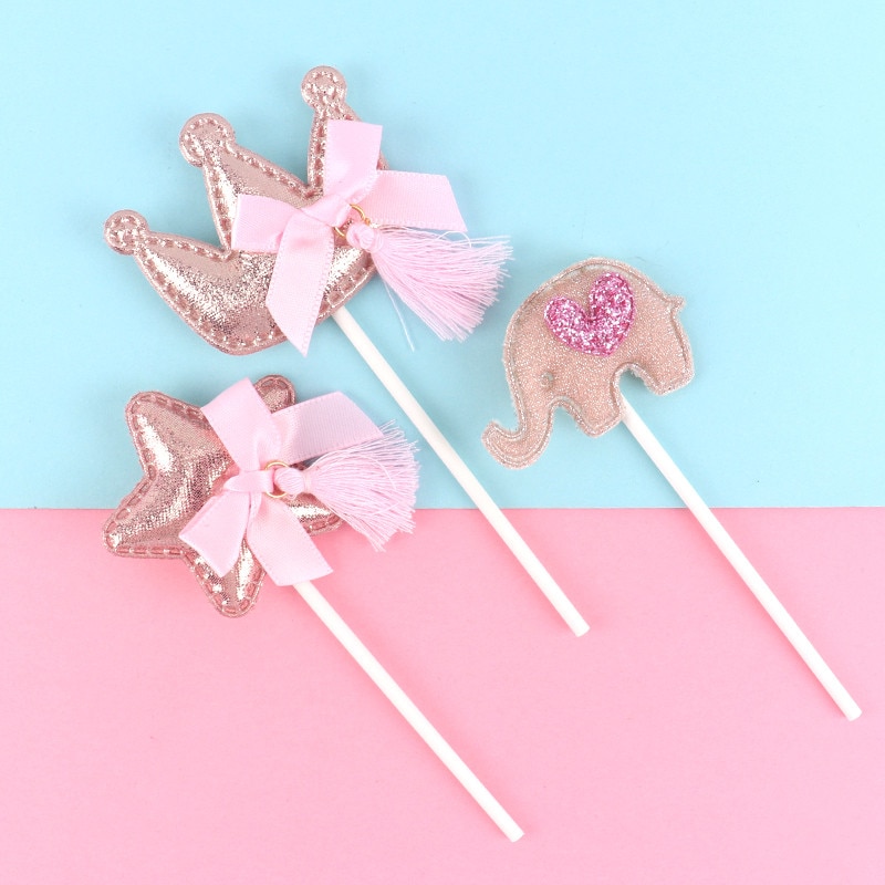 Cakelove 1 pcs crown star heart cake topper birthday cake decoration baby shower kids birthday party wedding favor supplies