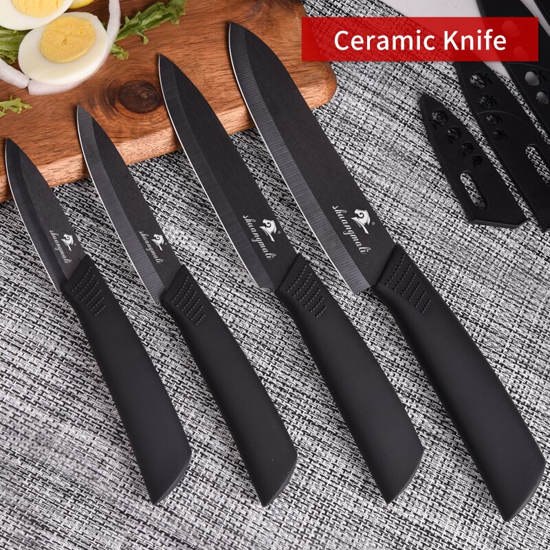 4 stk keramiske kniver sett bakteriostase keramikk hjemmekjøkken matlaging verktøy kniv sett med skarpe skjærende grønnsaker: Default Title
