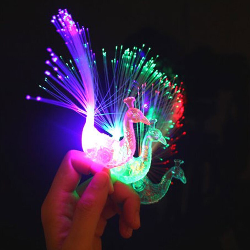 Kreative LED Pfau Finger Lampe Nette Reizende Cartoon Bunte Licht Spielzeug Kinder Kinder Pfau finger licht Neuheit spielzeug partei