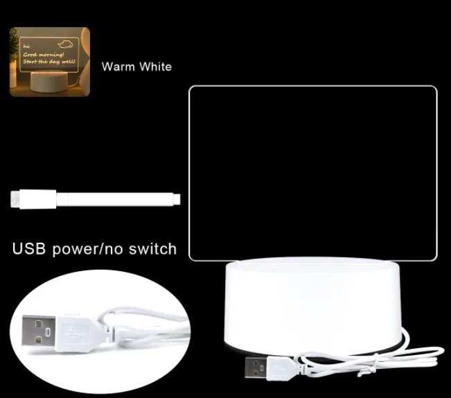 Led-skrivebord notesblok , 3d visuel skrivebordslampe, kæreste, håndlavet skrivebord dekorativ ornament akryl: Kongeblå